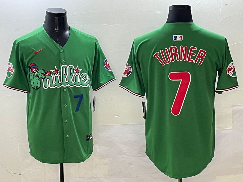 Men Philadelphia Phillies #7 Turner Green Three generations Joint Name Game 2025 Nike MLB Jersey style 3->philadelphia phillies->MLB Jersey